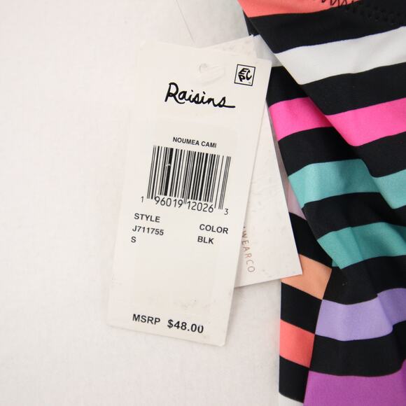 Raisins Tankini Swim Top Rainbow Stripe VNeck Racerback Padded Size Small NWT - Picture 7 of 11